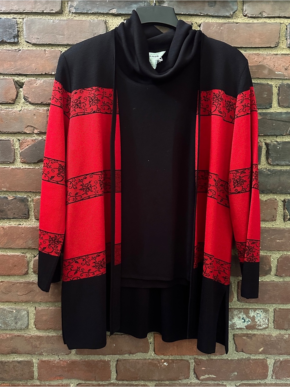 EXCLUSIVELY MISOOK Open Front Cardigan + turtleneck sleeveless matching top XL